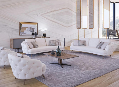 Modern Design Furniture Upholstered furniture Three Seater Sofas Luxury 2x Armchair Coffee table